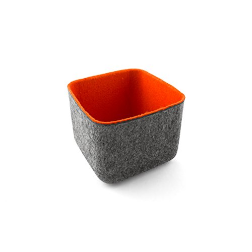 Three by Three Seattle Get Organized with Colorful Two-Tone 'felt-like-it!' Bin: Perfect for Office, Craft Room, Classroom, Living Room, Bedroom Storage, and More (Orange)