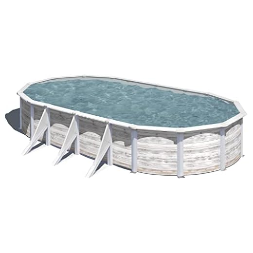 Gre Piscina De Acero Elevada,Ovalada Con Aspecto Acero Nórdico. Piscinas Desmontables Para Jardín. 730 X 375 X 120 Cm - Piscina Kit730N Finlandia.