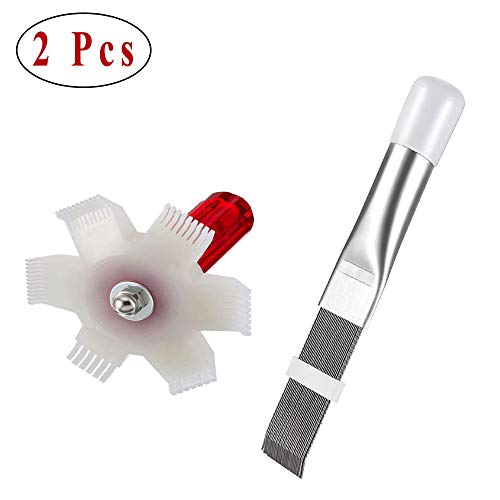 2 Pezzi Pettine per Condizionatore Aria, Detergente per Condensatore, 2 Stili AC Pinna Pulizia Pettine per Radiatore di Pulizia, Evaporatore