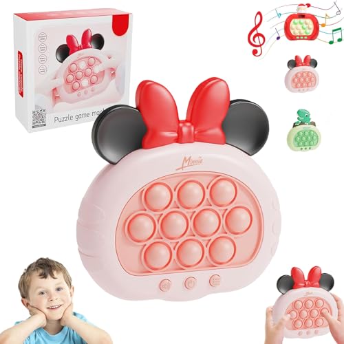 Light Up Pop it Game Quick Push Bubbles Game Handheld Fast Speed Pushing Game Electronic Poppet Game Sensory Fidget for Autism Puzzle Pop Game Controller Min-nie Push Button for Girl Xmas Gift