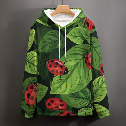 Sweat à capuche feuilles vertes confortable contre le froid en taille S - 3