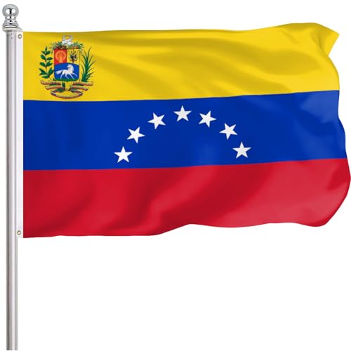 FLGCLUB Venezuela Flag 7 Stars 3x5 Ft Outdoor Double Sided 100D Polyster 7 Stars Republic of Venezuelan Flags Venezuelan National Flag Double Stitched Brass Grommets