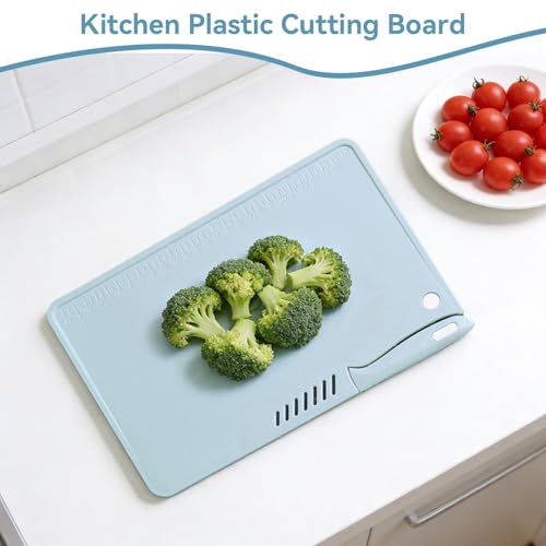 Tabla de cortar plástica pequeña azul rectangular miniatura 4
