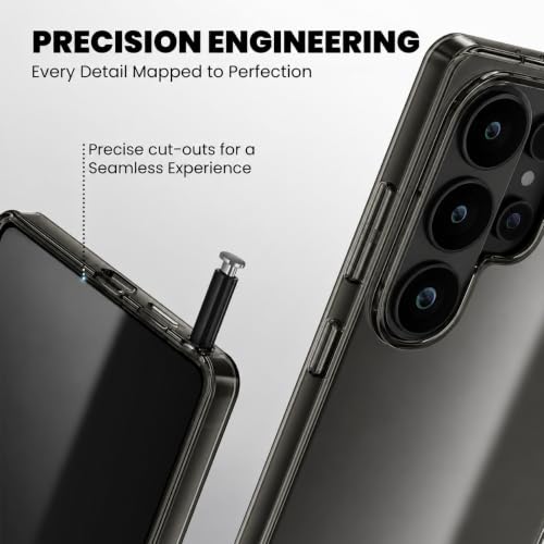Image of VONZEE Compatible with Samsung Galaxy S26 Ultra 5G Back Cover Case Clear,[ Anti Yellow ][Military Grade Protection] Hard PC Back Cover Transparent-Black