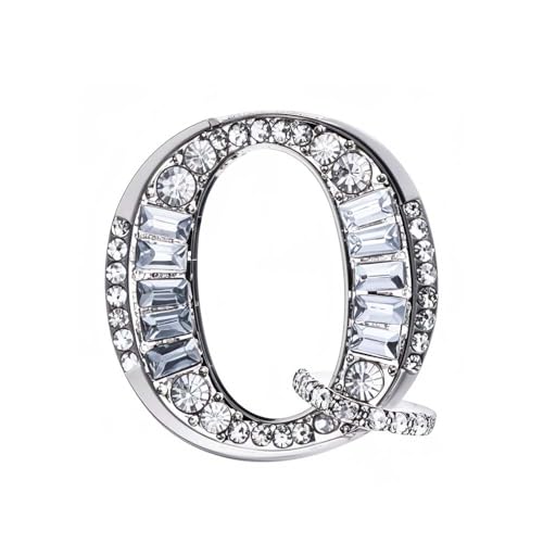Image of Letter Brooch Pins Initial Rhinestone Brooch for Women Crafts, Silver Plated Metal A-Z 26 Letters Rhinestone Crystal Lapel Pin Brooches