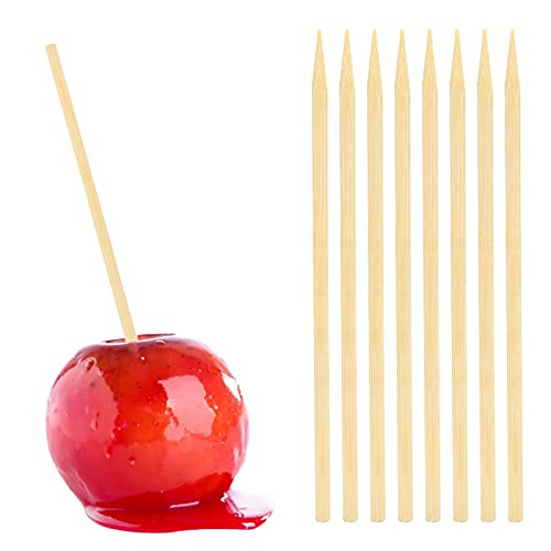 HANSGO Wooden Candy Apple Skewer Sticks, 5mm 6.25inch Birch Bamboo BBQ Caramel Apple Sticks Cotton Candy Stick Rock Candy Stick Skewer Semi Pointed Lollipop Sticks Barbecue Corn Dog
