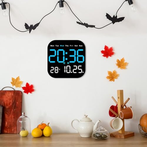 Reloj digital LED de 7.28 pulgadas con calendario de pared y batería 6