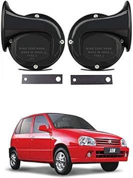 RKPSP Universal Windtone Jalwa Horn (2 and 4 Wheelers), Black Color, Heavy Plastic Body, Set of 2, 12V Voltage for Zen Old Universal for All Models