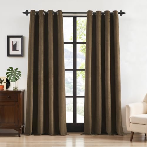 Randall Faux Suede Leather 95% Blackout Curtain(Panels Bedroom Coffee 95L)