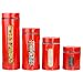 Home Basics 4-Piece Glass Canister Cylinder Set with Clear Window (Red)