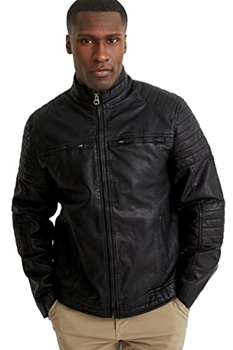 C&A Herren Bikerjacke Regular Fit Polyester|Synthetisch schwarz M