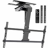 VIVO Electric Flip Down and Full Swivel Ceiling TV Mount for 37 to 86 inch Screens, Large Motorized Flat Ceiling VESA Mount, Holds up to 121 lbs, App and Voice Control, Black, MOUNT-E-FD85S