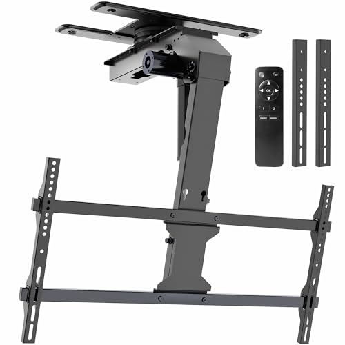 VIVO Electric Flip Down and Full Swivel Ceiling TV Mount for 37 to 86 inch Screens, Large Motorized Flat Ceiling VESA Mount, Holds up to 121 lbs, App and Voice Control, Black, MOUNT-E-FD85S