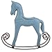 Wooden Rocking Horse Decor, 9.3x2 x9.3in Rocking Horse Figurine Retro Wood Horse Crafts Art Figurines for Desktop, Bookshelf(Blue)