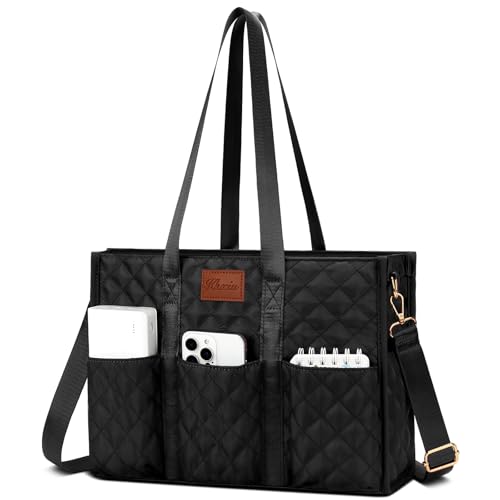 Bolso tote grande resistente al agua para mujeres KKXIU, con 17 bolsillos y cierre con cremallera superior, ideal para profesoras y enfermeras en el trabajo o la escuela miniatura 1