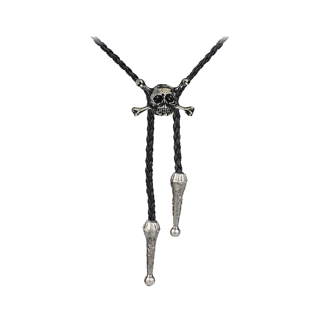Hand Creations Unisex Silver Ww68 Skull & Crossbones Pewter Design On A Bolo Necktie