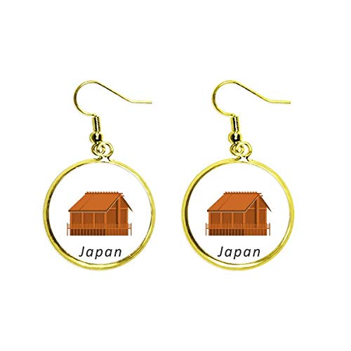 Pendientes dorados Edo con elegancia tradicional japonesa para mujer