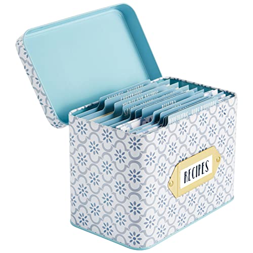 C.R. Gibson True Blue Recipe Card and Box Set, 4.1\" W x 6.6\" L, Multicolor