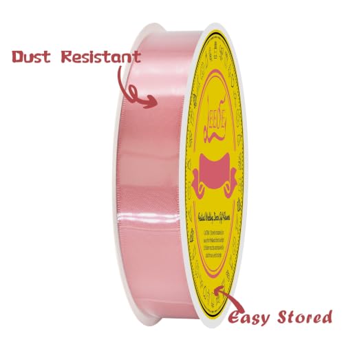 Image of Dusty Pink Double Face Satin Ribbon 1 inch X 50 Yards Spool Bright Colors Very Suitable for Weddings Gift Package Wrapping Dancer Wand Sewing Party Hair Bow Invitation Decorations and More