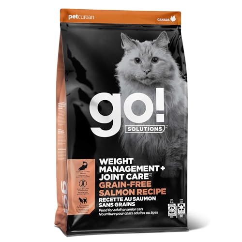 Go! Solutions Weight Management + Joint Care Salmon Grain-Free Dry Cat Food, Premium Kibble for Healthy Dieting in Adults & Seniors, with Natural Sources of Chondroitin for Good Mobility,3 lb Bag