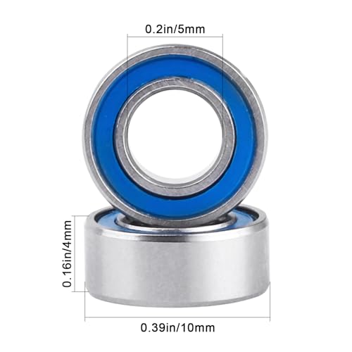Image of 10pcs MR105-2RS Ball Bearings - Miniature Deep Groove Ball Bearing Double Blue Rubber Sealed Chrome Steel for RC Cars /Planes /Drone /Robotics and Small Electric Motors(5x10x4mm)