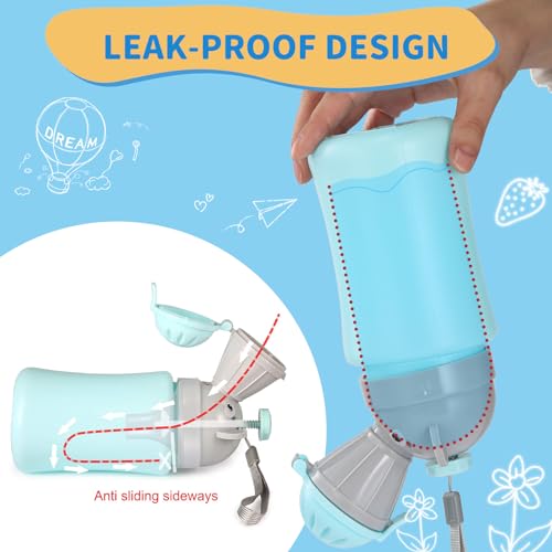 Image of ONEDONE Portable Urinal for Kids 17 OZ Pee Bottle with Clean Brush Travel Urinal for Kids Baby Child Pee Cup for Boys Emergency Toilet for Camping Car Travel and Kid Potty Training(Blue)