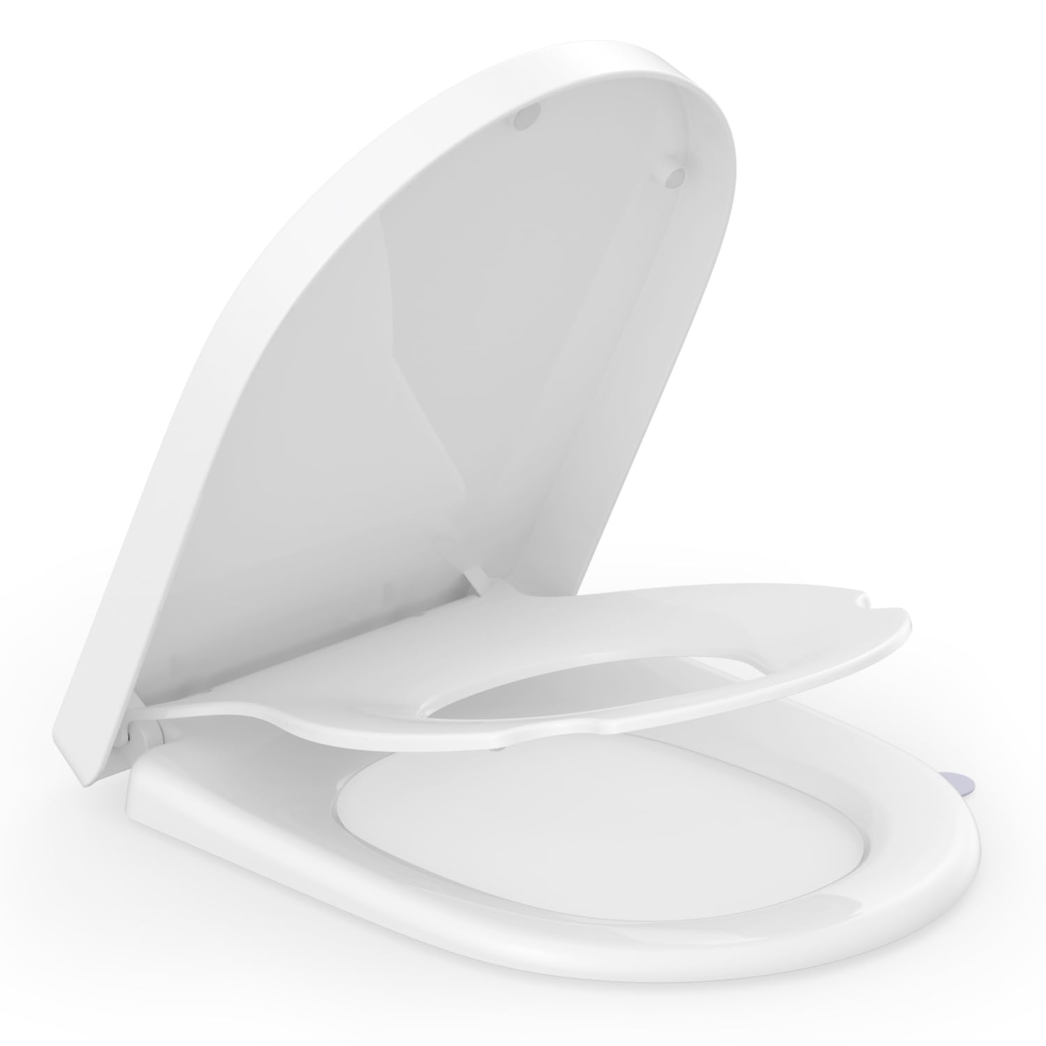 SREWOHS PRO D Shaped Soft Close Family Toilet Seat, White PP