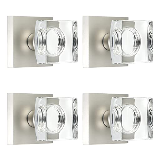 coolnews 4 Pack Crystal Glass Dummy Door Knobs, Non-Turning Dummy Door Knob, Satin Nickel