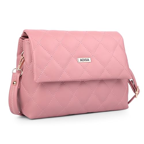 Image of ADISA Women's Girls Quilted Cross Body Sling Bag with Height Adjustable Belt (SL5169)