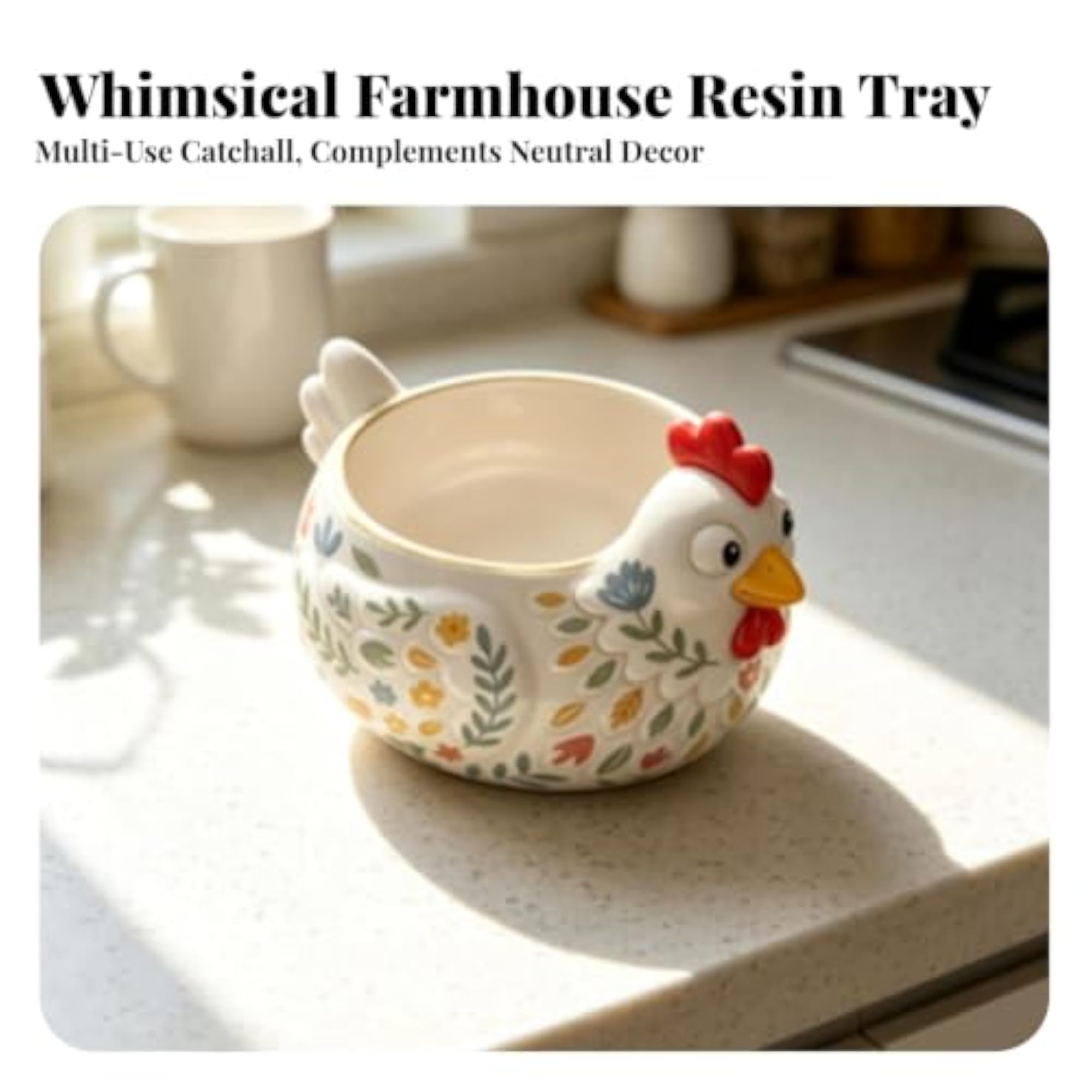 Resin Chicken Shaped Bowl, Open-Top Storage Box Gift