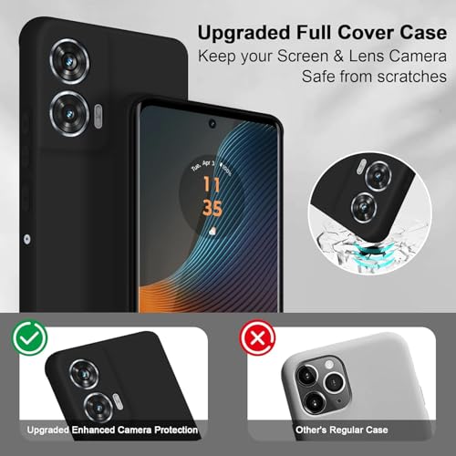 Image of DIZORO Microfiber Candy Case for Motorola G96 5G Smooth Touch Cushion Liquid Soft Silicone Gel Rubber Phone Cases Non-Slip Full Body Protective Shockproof Back Cover -Black