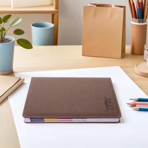 Planificador 2027 elegante con papel marrón de tacto exclusivo 6