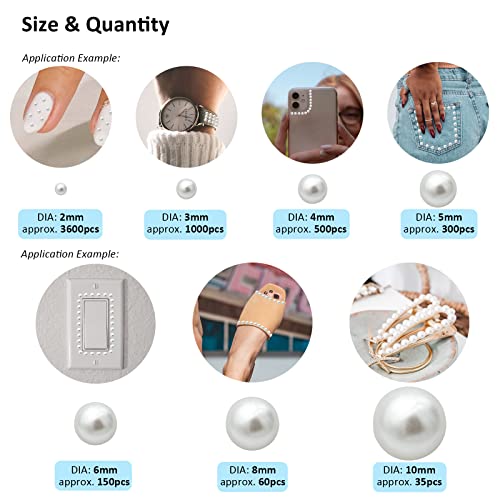 Taezn Nail Pearls For Nail Art, Approx 5650 Pieces Half Pearls For Crafts Assorted 7 Sizes Flatback Pearls For Makeup, Jewelry, Wedding Dress, Diy Accessory, Decorations, Etc #TOP1