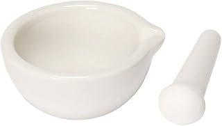 Raitron 6ml Porcelain Mortar & Pestle Set - Mini Garlic Spice Herb Crusher Grinder for Kitchen Pharmacy Pills
