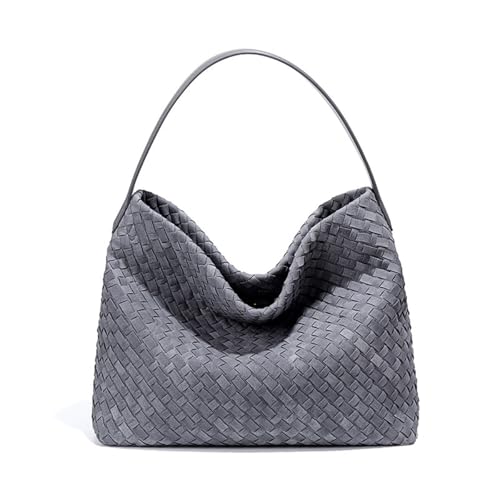 Bolso Tote de mujer trenzado en ante estilo media luna miniatura 1