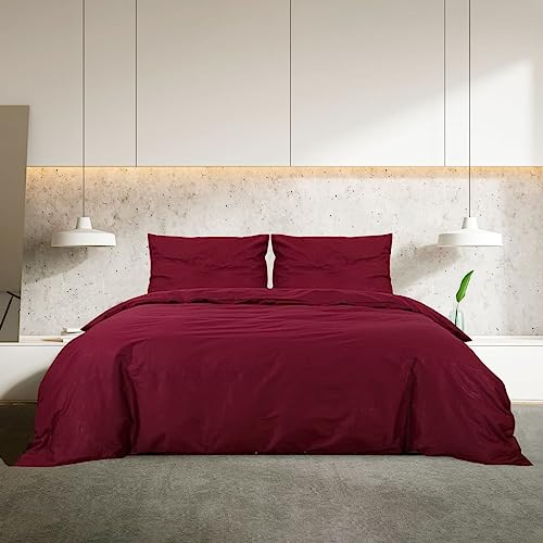 Parure de lit Bordeaux 260x220 cm en coton de qualité supérieure durable - 4