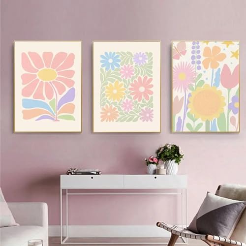 Affiches de rose et fleurs abstraites pour raviver un mur blanc sans percer de grands trous