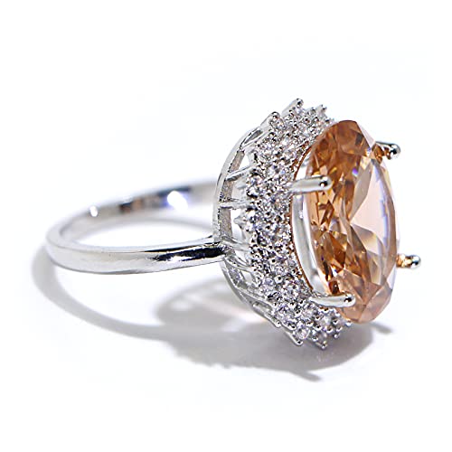 925 Sterling Silver Shiny Full Diamond Gemstone Ring Cubic Zirconia Rings CZ Diamond Champagne Ring Eternity Engagement Wedding Band Ring for Women (US Code 10)3