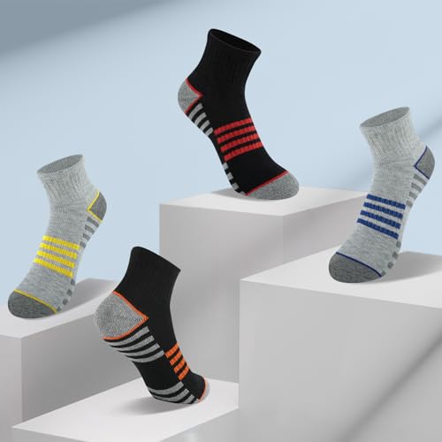 Comfoex Boys Socks 4-6 6-8 8-10 Years Old Athletic Quarter Socks Ankle Sports Socks With Cushioned Sole 6 Pairs thumb #5