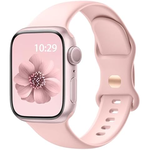 IMIVIO Sport Band Compatible with apple watch bands sports loop 38mm 40mm 41mm 42mm 44mm 45mm 49mm for Women Men, Soft Silicone Waterproof Replacement Strap for iWatch Bands Series 9 8 7 6 5 4 3 2 1 SE Ultra/Ultra 2, Sand Pink, S/M Cover
