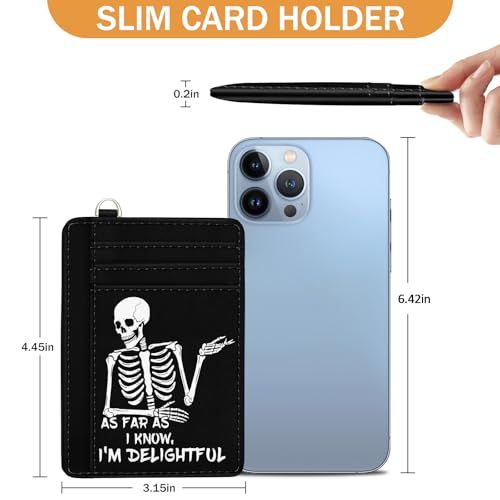 Image of Yonlevres Skeleton Credit Card Holder Slim RFID Wallet Women Small Funny | Front Pocket, Handy, RFID Blocking, Woman Girls Ladies Gifts, D-ring for Keychain,Thin Mini Card Case, ID Window, PU Leather