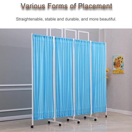 Paravent médical compact à 4 volets pliables hauteur 180 cm bleu - 7