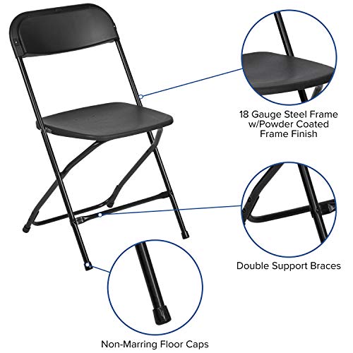 Emma + Oliver Set Of 10 Black Stackable Folding Plastic Chairs - 650 Lb Weight Capacity #TOP2