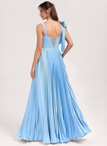 Square Neck Satin Bridesmaid Dress Long for Women Pleated Empire Waist Corset Formal Dresses DI2414