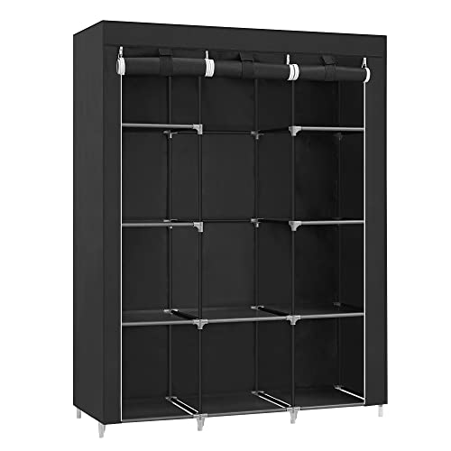Songmics 51-Inch Portable Closet, Wardrobe Storage Organizer With 10 Shelves, Closet System With Hanging Rods And Cover, For Hanging Clothes, Quick And Easy Assembly, Black Uryg93Bk #TOP7