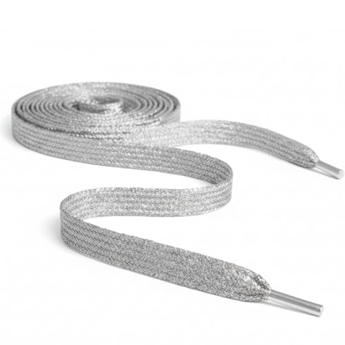 Pimp My Shoes - Cordones planos de colores metálicos brillantes con purpurina de 12 mm de ancho x 80 cm y 120 cm de largo para zapatillas de deporte de niños y mujeres, botas de baile y patinaje
