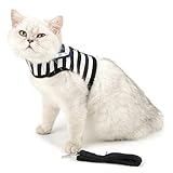 Fermeture solide, réglable Ranphy Harnais pour Petit Chien Chat Rayé Gilet Chiot avec Laisse Veste Réglable Harnais Marin Matériau Respirante Noir Taille S