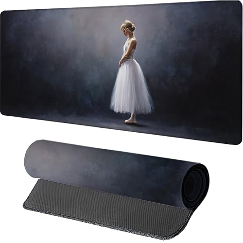 Gaming Musmatta Dam, Dansare Skrivbordsmatta 1600x800x3mm, XXL musmatta med sydda kanter, Skrivbordstillbehör, Skrivbordsmatta med Halkfri Gummibas, för Kontor, Bärbar dator, PC, 1-8994