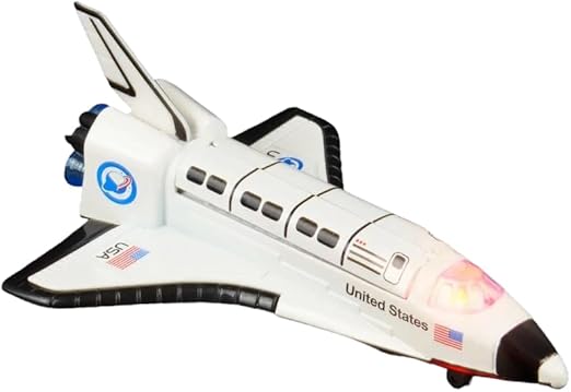 Diecast Space Shuttle (6") with Lights, Sound and Pullback Motion (1 Pack) Battery Operated Spaceship Outer Space Astronaut Cosmos Exploration Theme Party Favor Decor