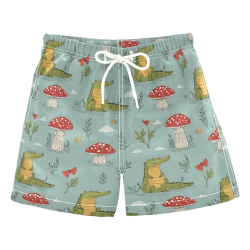 Boys Swim Trunks Alligator Mushroom Grass Toddler Swim Shorts Beach Board Shorts Swimsuit
